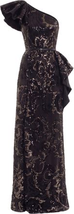 Saiid Kobeisy Ruffle Embroidered Long Dress
