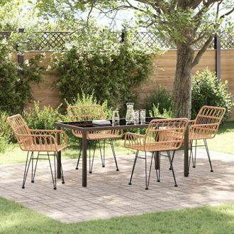 vidaXL Conjunto De Comedor De Jard&iacute;n 5 Pcs Marr&oacute;n Polirat&aacute;n Vidaxl