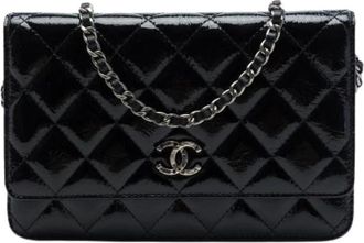 Chanel Pre-owned Wallet on Chain - Dames - Vintage Schoudertas - Zwart - ONE Size - Leer - Vintage
