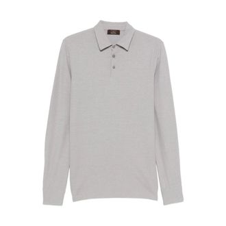 Zanone Polo Shirts, male, Gray, Size: 2XL Polo in maglia con colletto a manica lunga