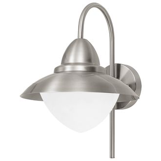 Loops IP44 Outdoor Wall Light Stainless Steel Opal Fisherman 1x 60W E27 Porch Lamp in Metallics