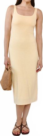 Bella Dahl Square Neck Fitted Midi Dress In Lemon Meringue
