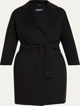 Max Mara Arona 3/4-Sleeve Wool Wrap Coat