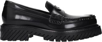 Off-white Leren Instap Loafers - Dames - Loafers - Zwart - 41 EU - Leer - Schoenen