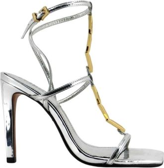 Schutz Schoenen, Dames, Grijs, 40 EU, Leer, Bryce Specchio Sandal