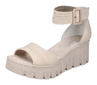 Rieker Keilsandalette RIEKER, Damen, Gr. 40, beige, Lederimitat, Schuhe Keilsandalette, Sommerschuh, Sandale, Keilabsatz, mit kr&auml;ftiger Profilsohle