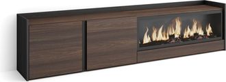 Skraut Home Skraut Home - Mueble Tv, Televisi&oacute;n, Muebles De Sal&oacute;n, Almacenaje, 212x35x50cm, Para Tv Hasta 80, Chimenea El&eacute;ctrica Xxl, Estilo Moderno, Roble Oscuro