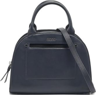 DKNY Borsa tote in pelle con logo - Blu