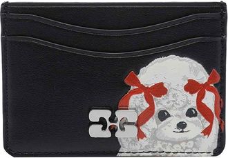 Ganni Black Bou Animals Logo Cards Holder