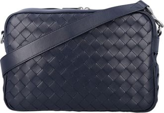 Bottega Veneta Blue Intrecciato Medium Crossbody Bag
