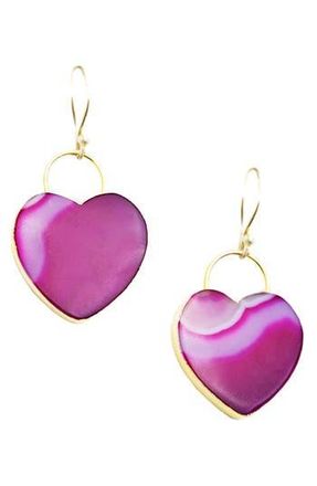 Saachi Pink Heart Stone Drop Earrings at Nordstrom Rack