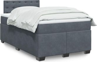 vidaXL Cama Box Spring Con Colch&oacute;n Terciopelo Gris Oscuro 120x200 Cm