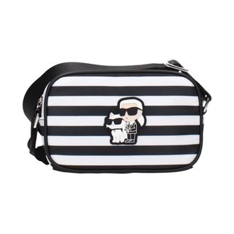 Karl Lagerfeld Bolso de c&aacute;mara a rayas con charm de Karl y Choupette - Bags - Mujer - Negro - ONE SIZE