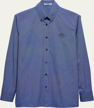 Prada Logo Embroidered Fil-a-Fil Shirt