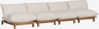 Sklum Sof&aacute; Modular Reclinable De Jard&iacute;n De 4 Piezas En Madera De Acacia Brina Sklum
