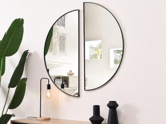 Vente-Unique Specchio a semicerchio di design L.50 x H.100 cm in Metallo Nero - Lotto di 2 - GAVRA