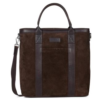 Howard London Brian Suede Tote Bag - Heren - Tassen - Bruin - Maat: ONE Size Su&egrave;de