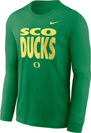 Nike Oregon Sideline Slogan Nike Mens Dri-FIT College Long-Sleeve T-Shirt in Green | 02EW30DUON-H2B