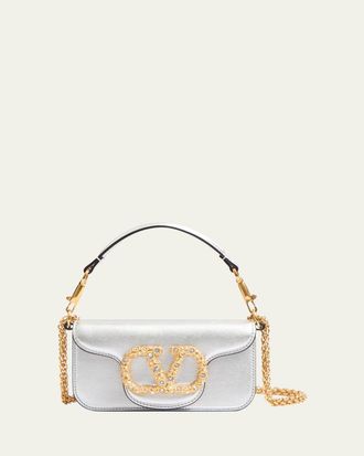 Valentino Garavani Loco Small Metallic Leather Shoulder Bag