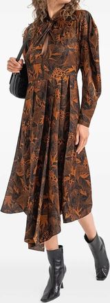 BOSS Abito con stampa a fiori - Marrone