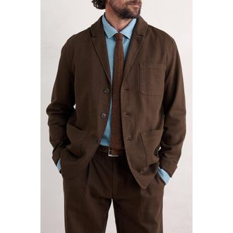 Seasalt Cornwall Tollgate Linen & Organic Cotton Blazer in Pepper at Nordstrom, Size Xx-Large