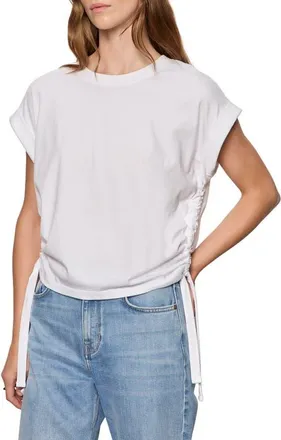 Sanctuary All Day Side Tie Organic Cotton Blend T-Shirt in White at Nordstrom, Size X-Large