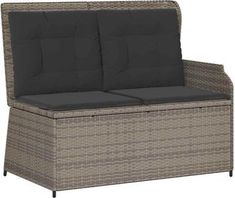 vidaXL Banco De Jard&iacute;n Con Coj&iacute;n Gris Rat&aacute;n Sint&eacute;tico Vidaxl