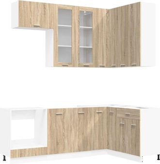 vidaXL Unidad De Cocina Lyon 8 Uds. Roble Sonoma Madera De Ingenier&iacute;a Vidaxl