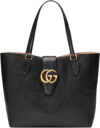 Gucci Dahlia Tote tas met dubbele G detail - Dames - Shoppers - Zwart - ONE Size - Leer - Tassen