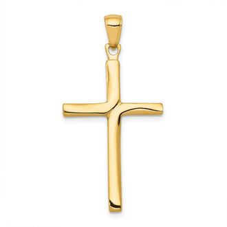 Diamond2Deal 14k Yellow Gold Satin Finish Accent Stick Cross Pendant