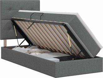 vidaXL Cama Con Almacenamiento Y Colch&oacute;n Gris Oscuro 100 X 200 Cm Tela Vidaxl