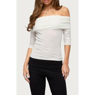 Edikted Thais Off the Shoulder Backless Top in Ivory at Nordstrom, Size X-Large