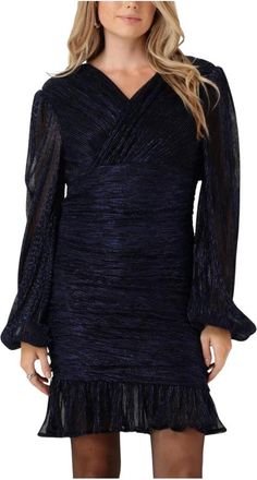 Notre-V Blauwe Emilou Jurk - Dames - Feestkleedjes - Blauw - XL - Polyester - Kleedjes