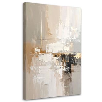 Feeby Cuadro En Lienzo Abstracci&oacute;n En Tonos Beige Y Blanco De Estilo Boho 70x100