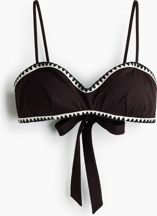 H&M Wattiertes Bikinitop - Brown