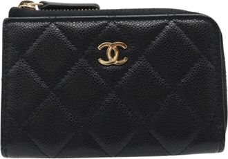 Chanel Black Leather Coin Purse/Coin Case (Pre-Owned)