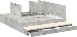 vidaXL Vidaxl - Cama Con Almacenamiento Gris Concreto 236.5 X 200 X 31.5 Cm