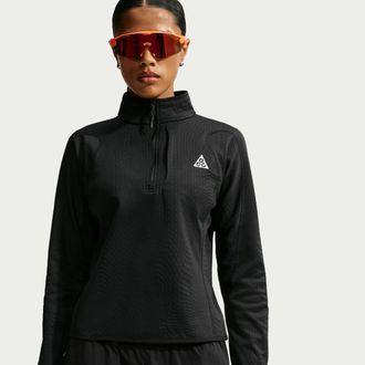 Nike Womens Nike ACG Wolf Grid Therma-FIT 1/2-Zip Hiking Top in Black | IO4471-010