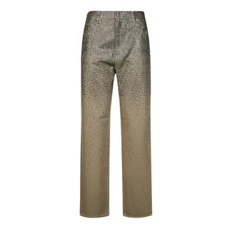 Golden Goose Wide Trousers, female, Beige, Size: W26 Crystal Degrade Denim Jeans
