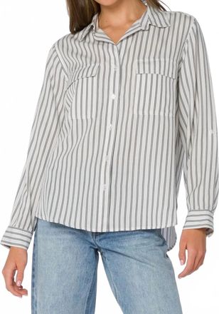 Velvet Heart Talma Button Down Top In Indigo Stripe