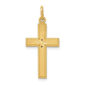 Diamond2Deal 14k Yellow Gold Diamond-cut Cross Pendant