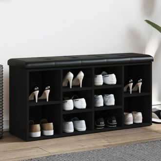 vidaXL Vidaxl - Banco Zapatero Madera De Ingenier&iacute;a Negro 102x32x50 Cm