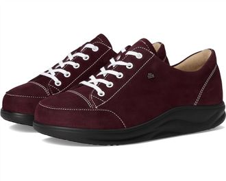 Finn Comfort Womens Ikebukuro Lace Up Leather Sneaker In Wine Nomad