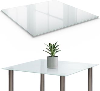 Tulup Piano Tavolo In Vetro Temperato - Moderno - Vetro Opaco - Copertura Protettiva Per Soggiorno Cucina Sala Da Pranzo - Quadrato 50x50 Cm