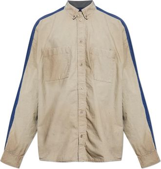Balenciaga Overhemd met zakken - Heren - Casual Overhemden - Beige - L - Katoen - Overhemden