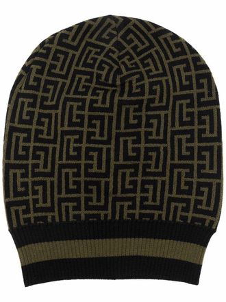 Balmain Berretto con monogramma - Nero