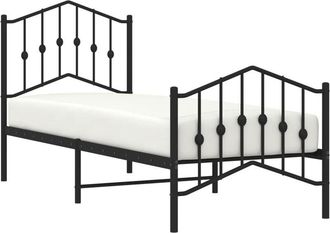 vidaXL Estructura Cama Sin Colch&oacute;n Con Estribo Metal Negro 75x190 Cm Vidaxl
