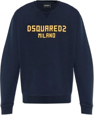 Dsquared2 Sweatshirt met bedrukt logo - Heren - Sweatshirts - Blauw - L - Katoen - Hoodies & sweatvesten