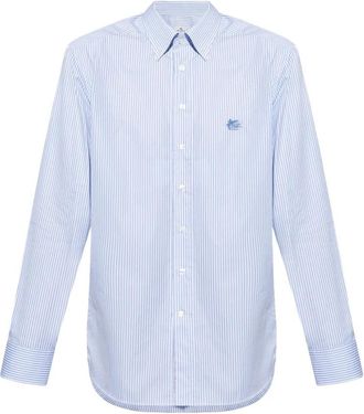 Etro Lichtblauw overhemd met Pegasus-motief - Heren - Casual Overhemden - Blauw - 2XL - Overhemden