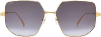 Cartier Santos de Cartier Grey Gradient Flash Geometric Ladies Sunglasses CT0327S 001 58